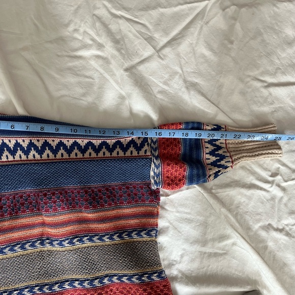 Angie Multi-Stripe Shawl Collar Cardigan Aztec Southwest Boho - Picture 8 of 9